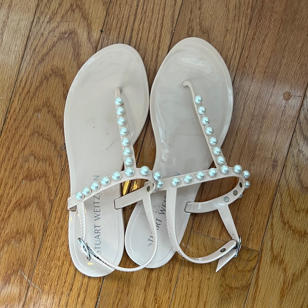 Stuart Weitzman Pearl Embellished Flats